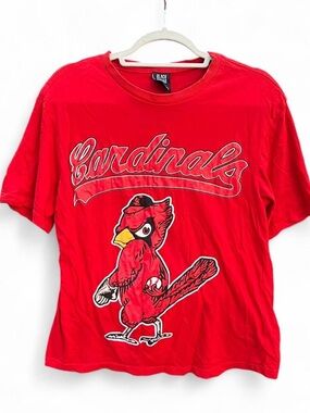 Y2K ST. Louis Cardinals Mean Mug Mascot Black Label Tee Size M